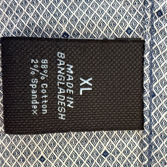 Marc Anthony Slim Fit Stretch Button-Up Shirt XL – Blue Micro-Pattern - Picture 7 of 14